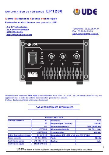 amplificateur de puissance EP1200 - AMS Technologies