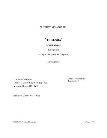 [Product Monograph Template - Standard] - Lundbeck