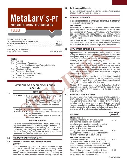 MetaLarv S-PT Label - Valent BioSciences