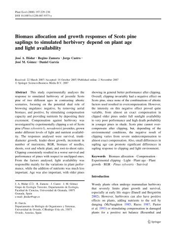 Biomass allocation and growth responses of Scots pine saplings to ...