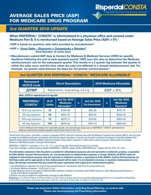 AVERAGE SALES PRICE (ASP) FOR MEDICARE ... - Janssen CNS