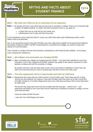 Myths & facts fact sheet - Practitioners - Student Loans Company