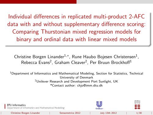 Individual differences in replicated multi-product 2-AFC data with ...