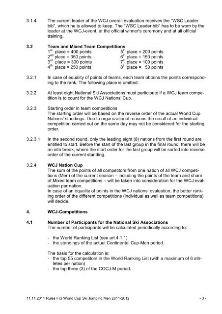 SKI JUMPING INFO - Fis