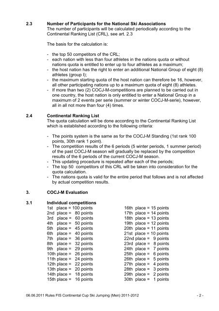 SKI JUMPING INFO - Fis