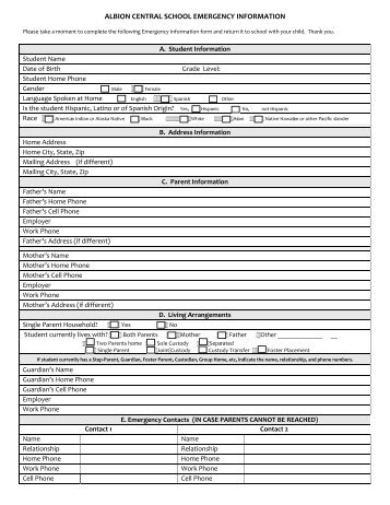 Emergency Medical Fillable Form (pdf) - Albion Central School District