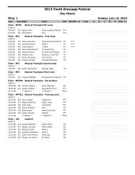 Sunday Ride Times - Youth Dressage Festival