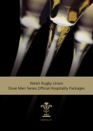 Welsh Rugby Union Dove Men Series Official Hospitality Packages
