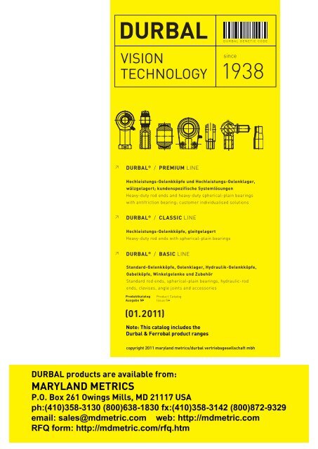 Durbal Produktkatalog Product Catalog 01 Maryland Metrics