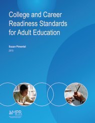 College and Career Readiness Standards for Adult Education