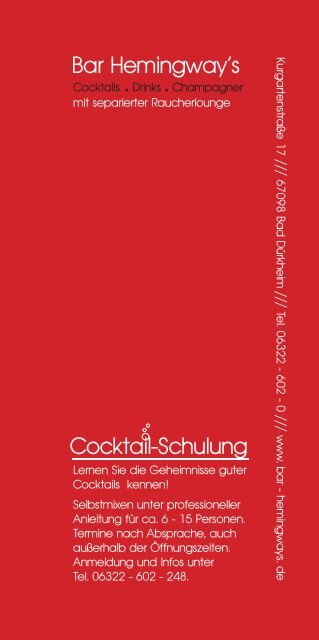Bar Hemingway's Cocktail-Schulung - Leininger Hof