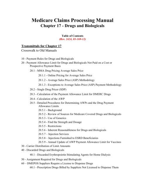 Medicare Claims Processing Manual, Chapter 17 - Centers for ...