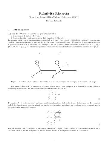 Appunti di relativitÃ  ristretta