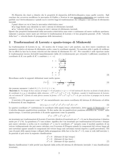 Appunti di relativitÃ  ristretta