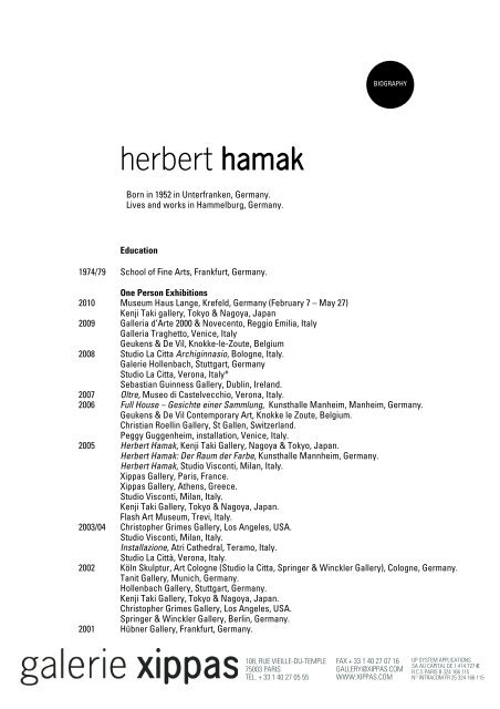 herbert hamak - Galerie Xippas