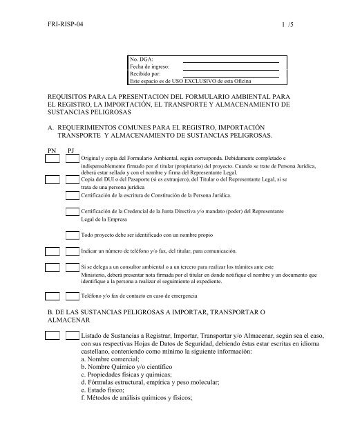 requisitos para la presentacion del formulario ambiental para el ...