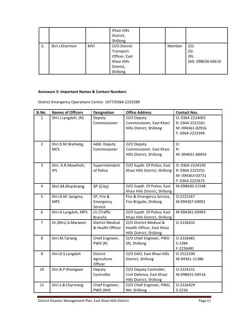 DDMP - East Khasi Hills