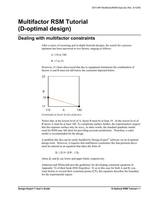 Multifactor RSM Tutorial (D-optimal design) - Statease.info