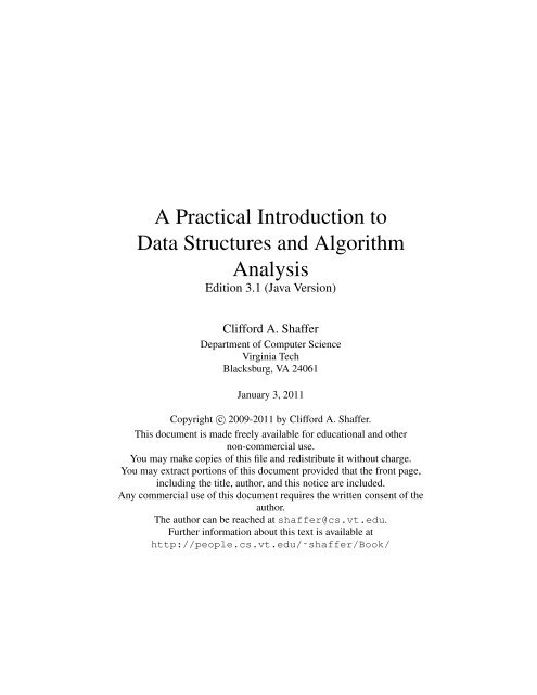 A Practical Introduction to Data Structures and Algorithm Analysis