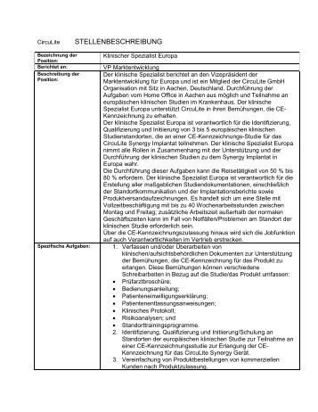 STELLENBESCHREIBUNG - CircuLite