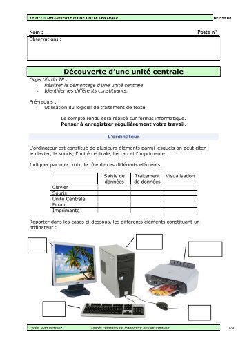 fiche 00 decouverte unite centrale eleve - didier villers on line