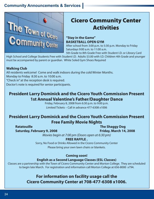 Click here to view the Cicero Town News - The Town of Cicero