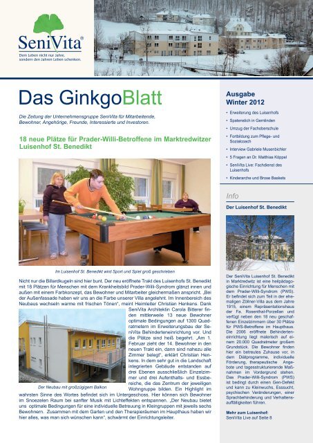 Das GinkgoBlatt - Ausgabe Winter 2011 - SeniVita