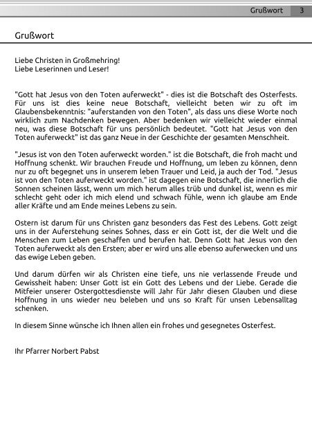 Pfarrbrief Ostern 2013