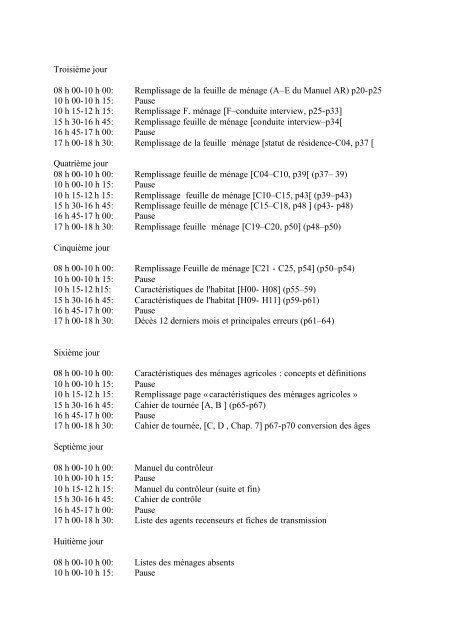 recrutement et formation du personnel du denombrement - Niger