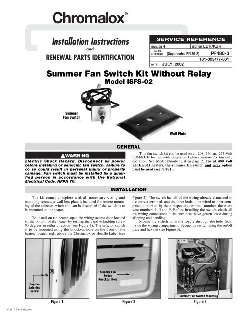 LUH Switch Without Relay Installation Manual