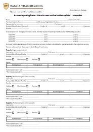 Fill in the account opening application form here - Banca Transilvania