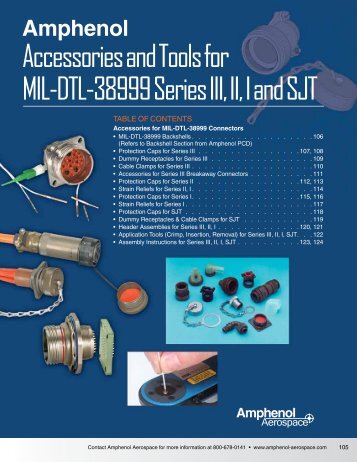 Accessories and Tools for MIL-DTL-38999 Series III, II, I and SJT