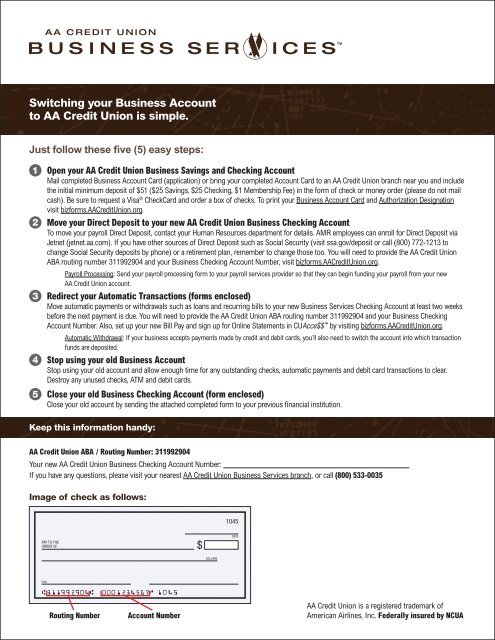 Switching Your Business Account To Aa Credit Union Is Simple