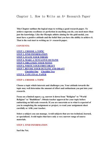 Write chapter 1 research paper