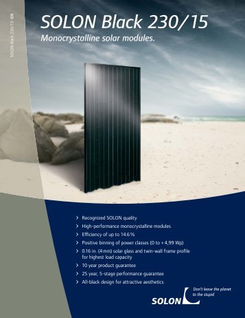 SOLON Black 230/15 Monocrystalline solar Modules.