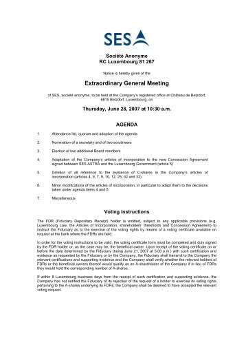 EGM convening notice (English version, PDF 28 kb - SES.com