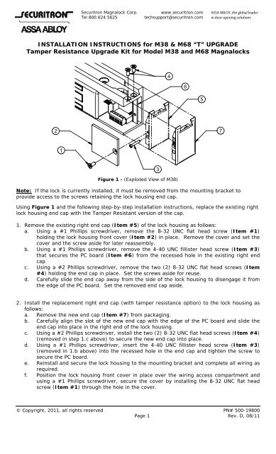 M38/68T-Kit Installation Instructions - Securitron Magnalock ...