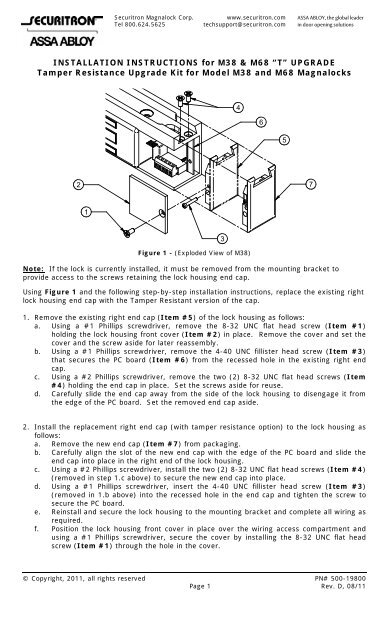 M38/68T-Kit Installation Instructions - Securitron Magnalock ...