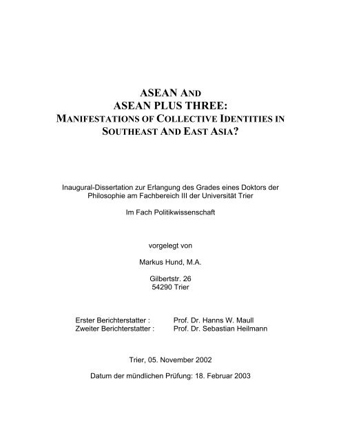 asean and asean plus three: manifestations of collective identities in ...