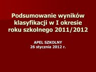 Podsumowanie wyników klasyfikacji w I okresie roku szkolnego 2011