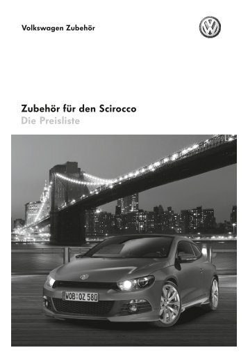 Zubehör für den Scirocco Die Preisliste - Volkswagen Zubehör