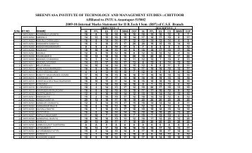 I MID MARKS -2010 - Sreenivasa Institute of Technology and ...