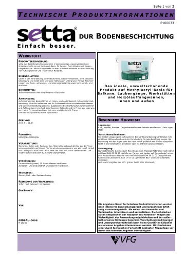 P100033 - setta dur Bodenbeschichtung