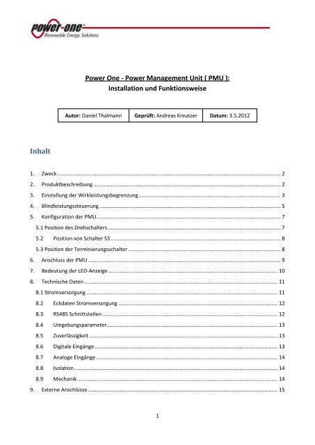 PMU Description - Power-One