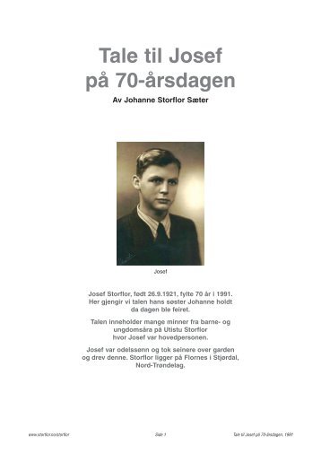 Tale til Josef pÃ¥ 70-Ã¥rsdagen