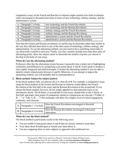 The Comparative Essay - University College