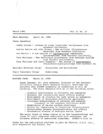 SCAMIT Newsletter Vol. 4 No. 12 1986 March