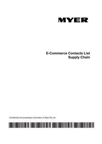 E-Commerce Contacts List Supply Chain - Myer Supplier ...