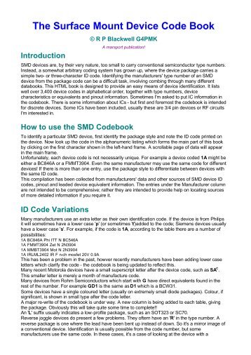 The Surface Mount Device Code Book - Goldhand