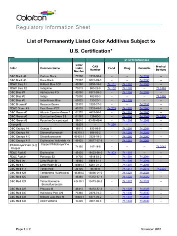 Permanently Listed Color Additives-Subject to U.S. ... - Colorcon
